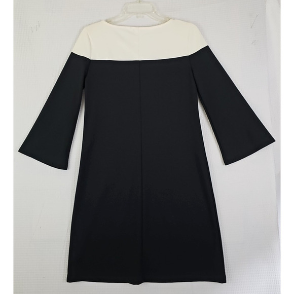 GAP~Woman Sz XS~Black/White Color Block Long Bell Sleeve Dress Boat Neck Unlined - Picture 13 of 13